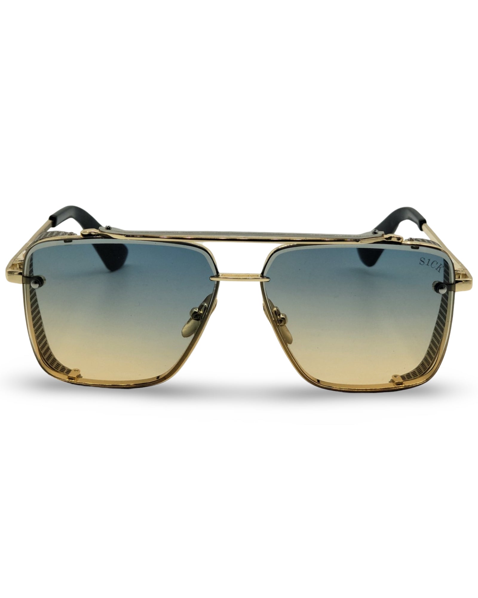 a pair of glasses sitting on top of a mirror