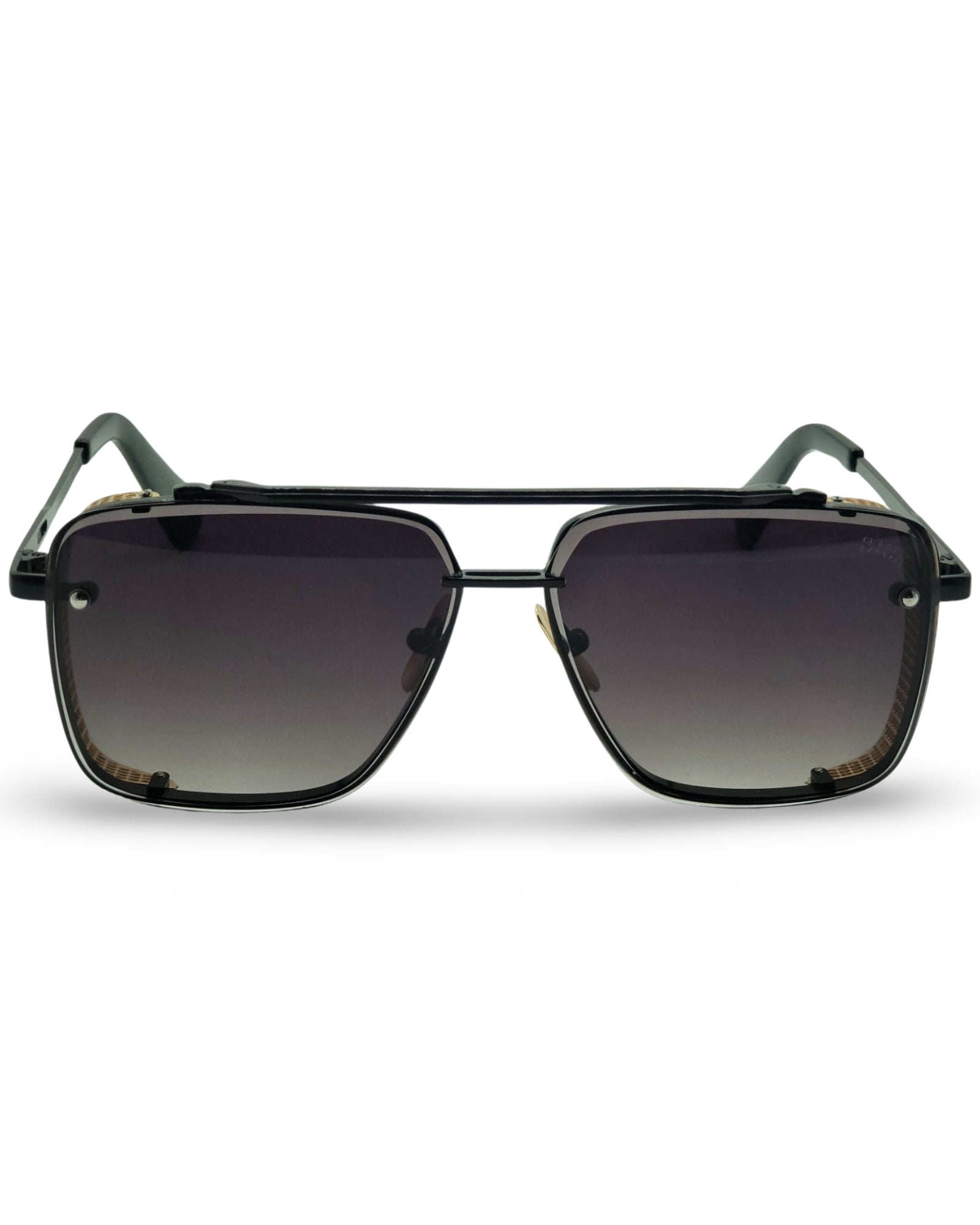 a pair of glasses sitting on top of a mirror