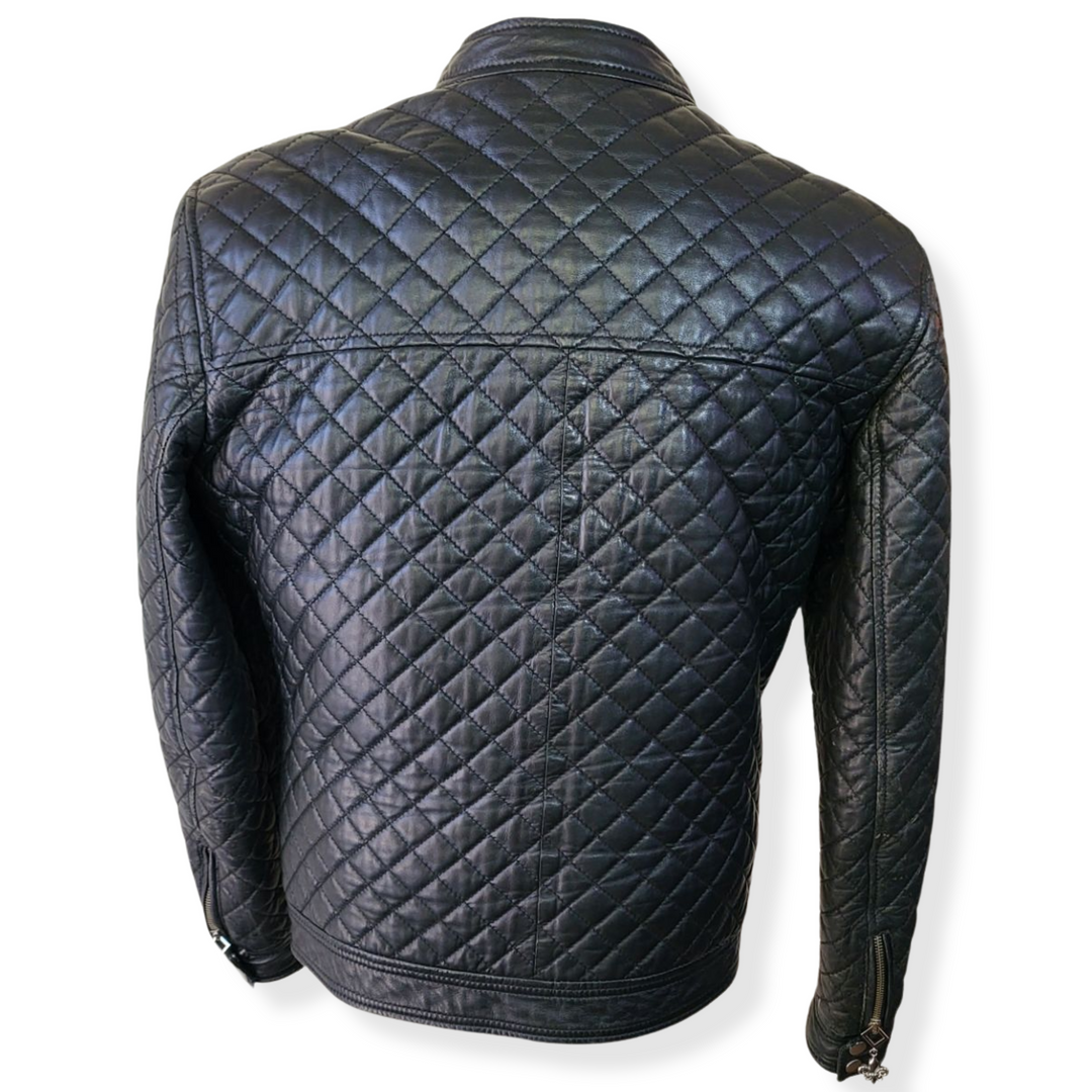 Diamond Quilted Leather Stitched Jacket